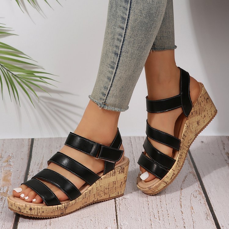 Damen Korksandalen mit verstellbaren Riemen Stalluxe