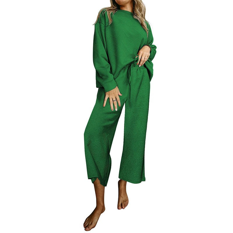 Damen Lässiges Lounge-Set mit weitem Schnitt und bindbarem Taillengürtel Stalluxe