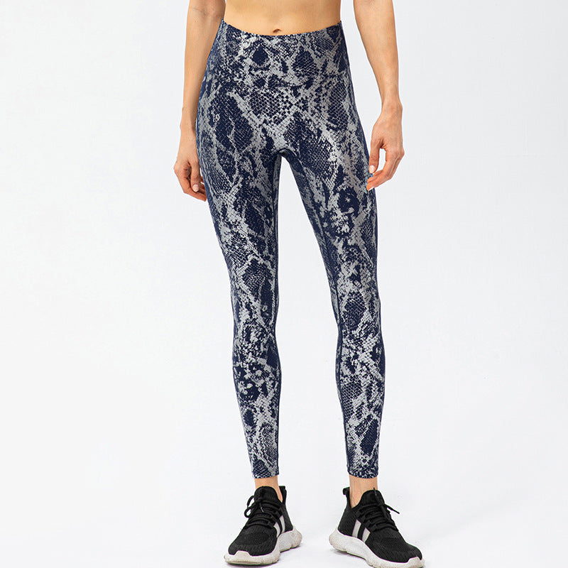 Damen Hoch geschnittene Yogaleggings mit aufregendem Schlangenmuster Stalluxe