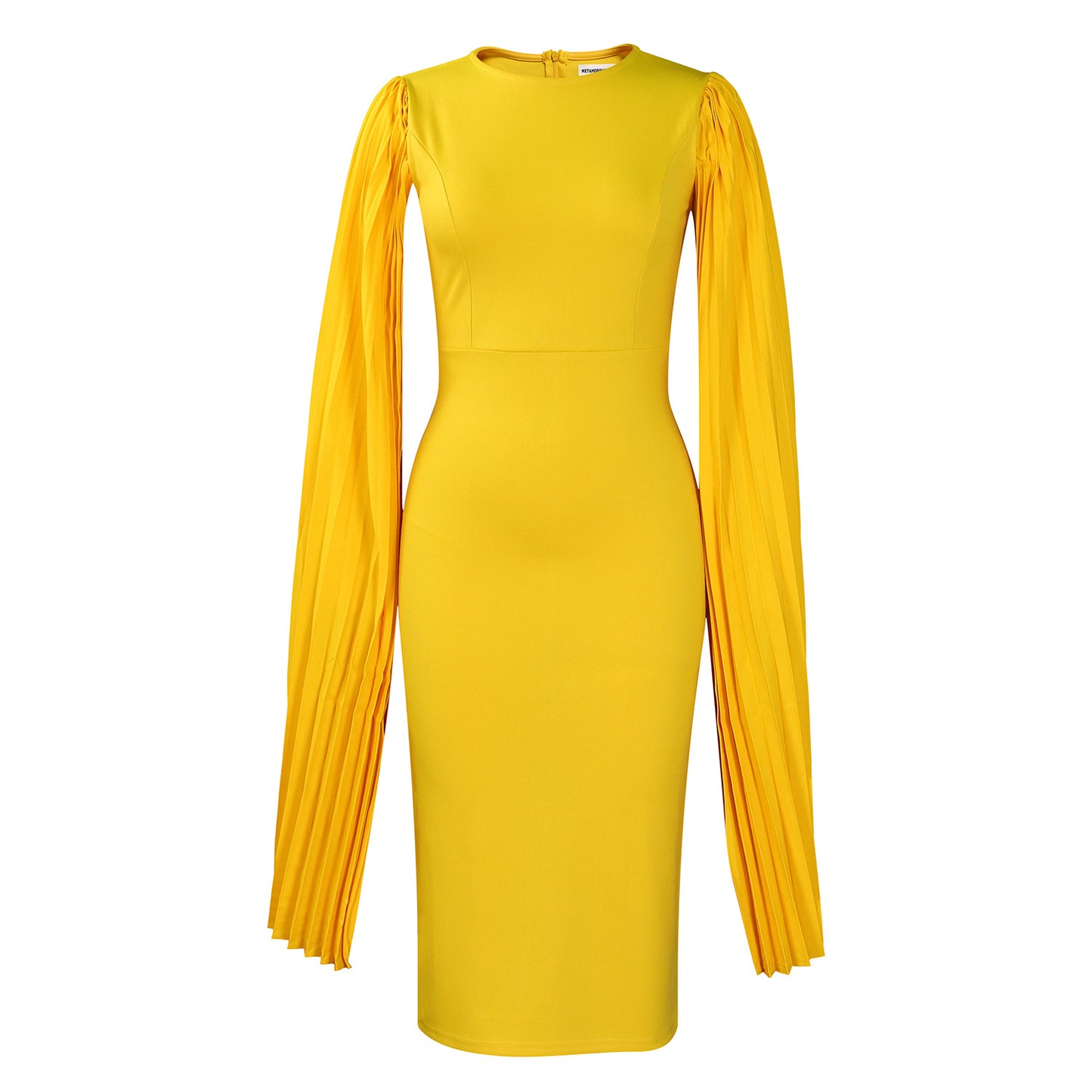 Damen elegantes Kleid mit plissierten Ärmeln und figurbetonter Silhouette Stalluxe