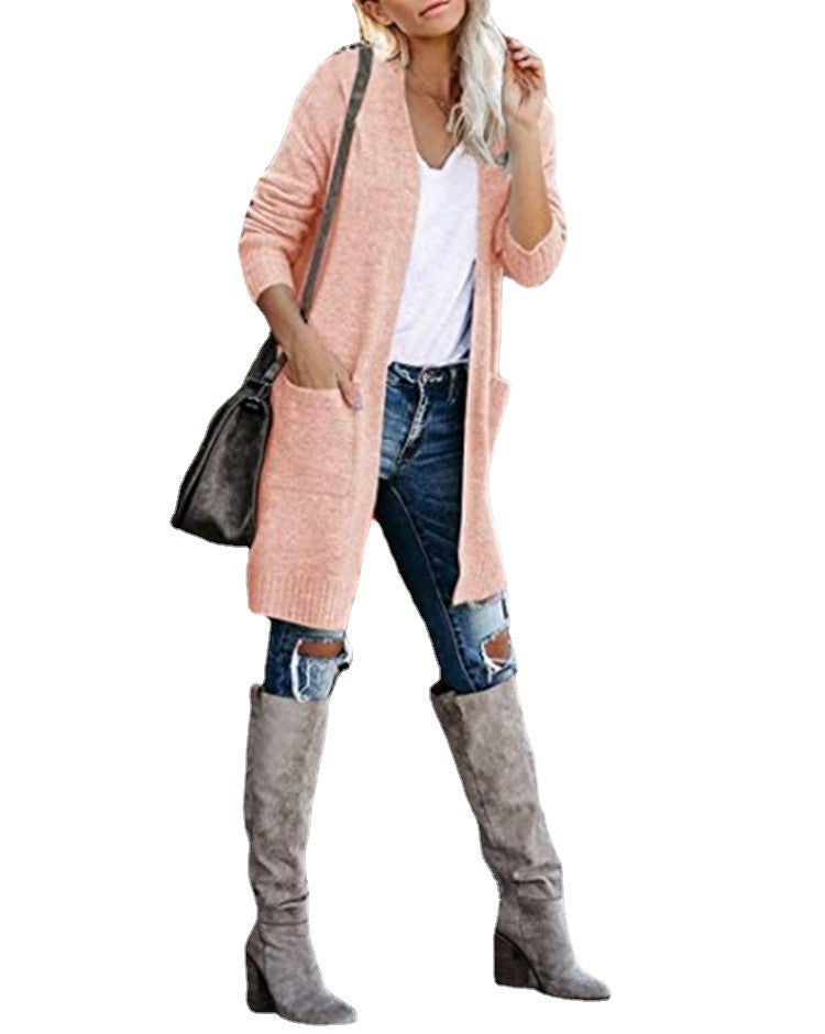 Damen Lange Strickjacke mit offenem Schnitt und lässigem Design Stalluxe