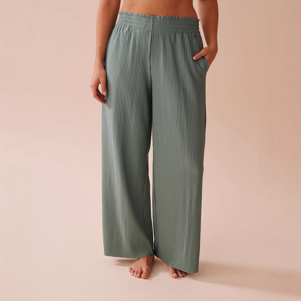 Damen Weitbeinige Falten Lounge-Hose Stalluxe