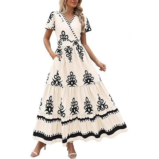 Damen Maxikleid mit romantischen Stickereien Stalluxe