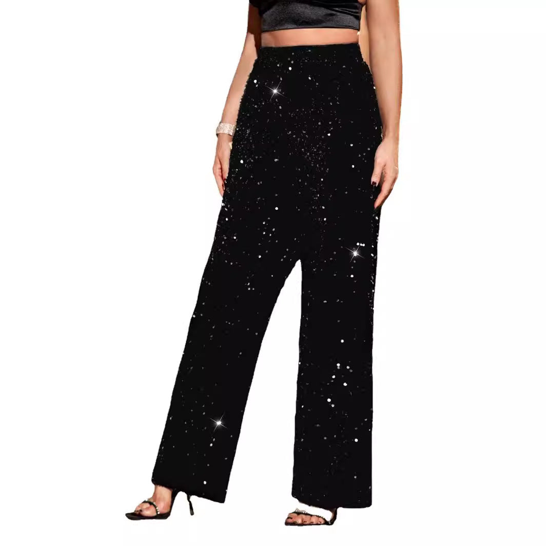Damen Glamouröse Abendhose mit glitzernden Pailletten Stalluxe