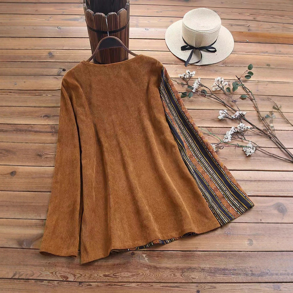 Damen asymmetrisches Oberteil mit Knopfleiste und modischem Streifenmuster Stalluxe