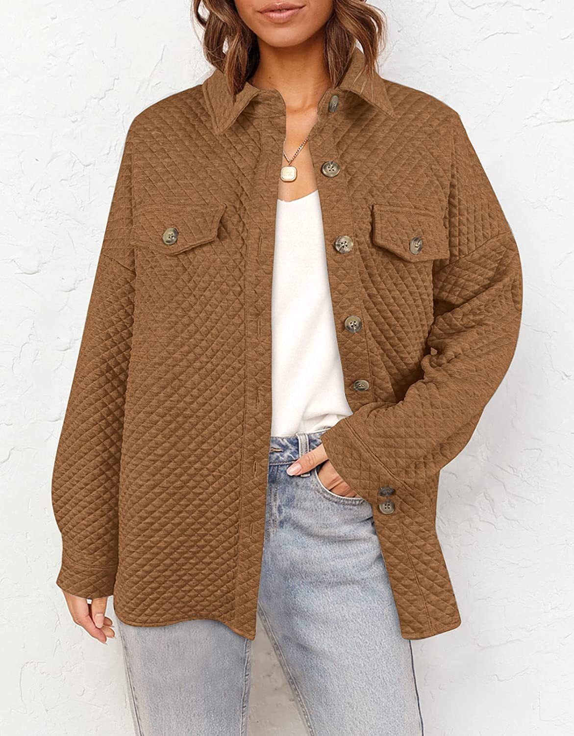 Damen Übergröße Steppjacke mit Taschen und klassischem Kragen Stalluxe