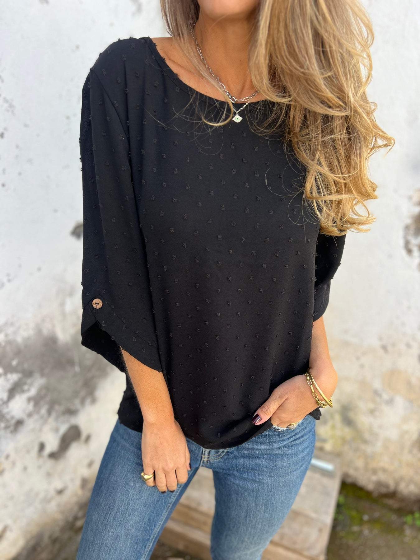 Damen lässige Bluse mit dekorativem Punktedesign Stalluxe