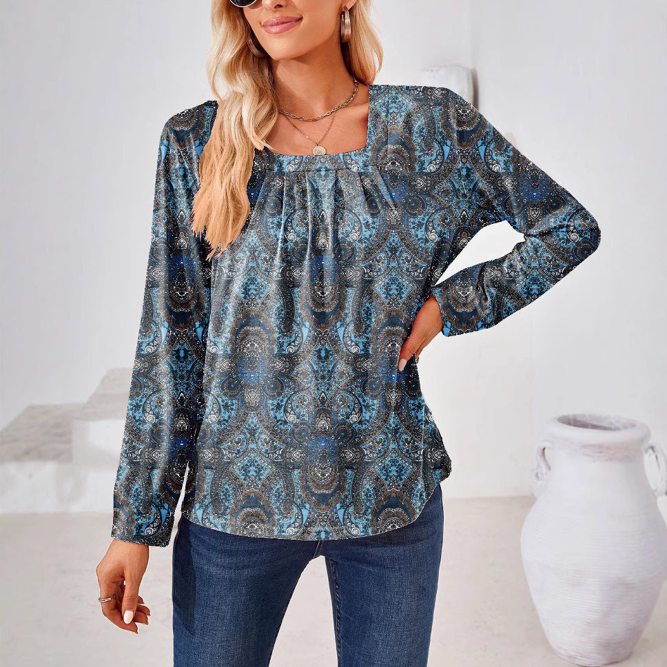 Women's Elegant Floral Print Blouse Stalluxe
