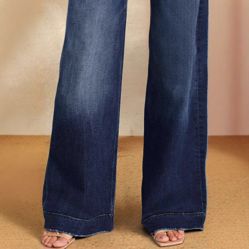 Damen Weit geschnittene Jeans mit lässigem Kordelzug und hohem Bund Stalluxe