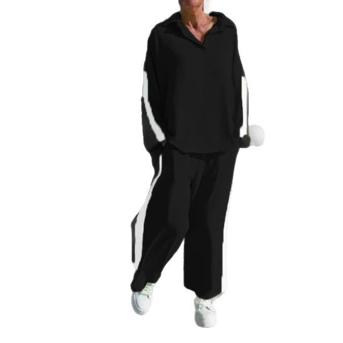Damen entspannter Freizeitanzug mit Hemd und weiter Hose Stalluxe