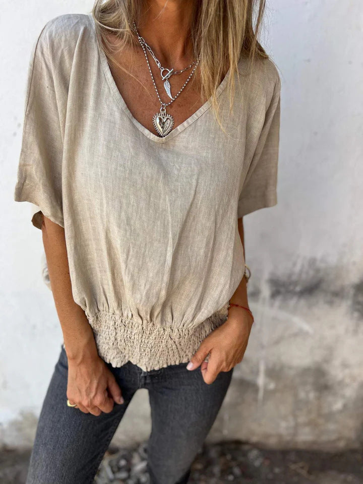 Damen Lässige Bluse mit elastischem Rüschensaum Stalluxe