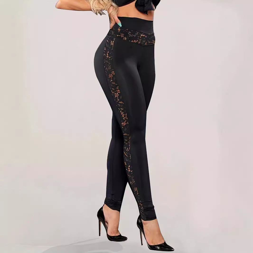 Damen sportliche Leggings mit verführerischem Spitzen-Detail Stalluxe