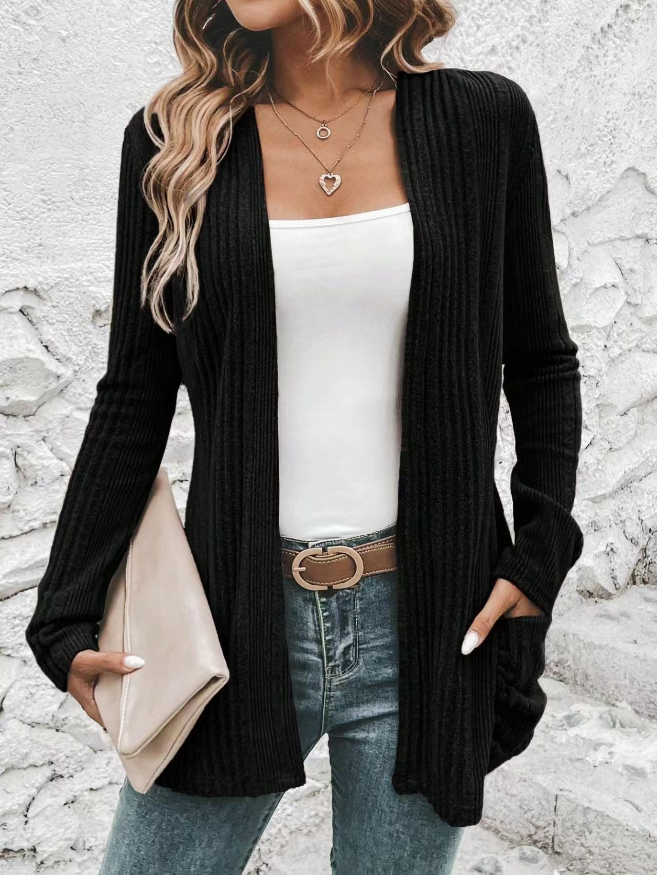 Damen langfristige Strickjacke Stalluxe