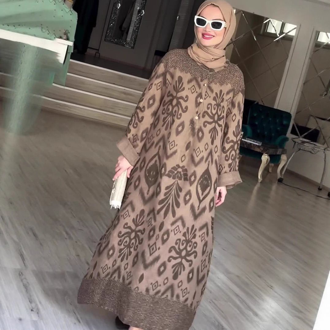 Damen Maxi-Kleid mit feinem Muster Stalluxe