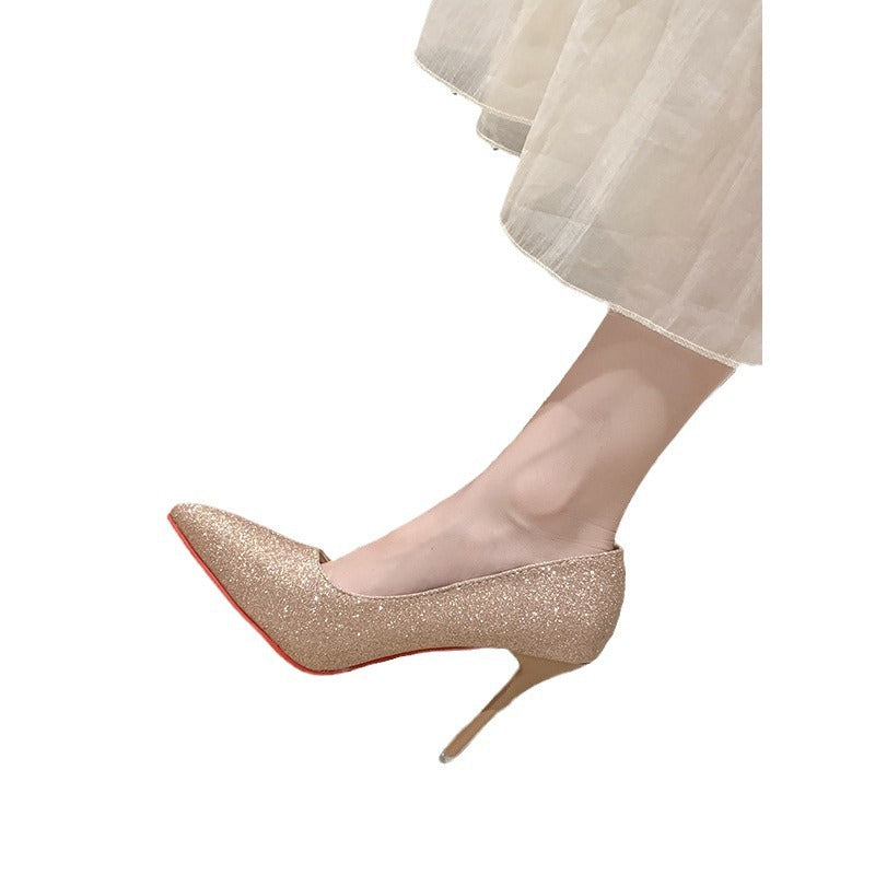 Damen Glitzernde High Heels mit elegantem spitzem Design und rutschfestem Fußbett Stalluxe