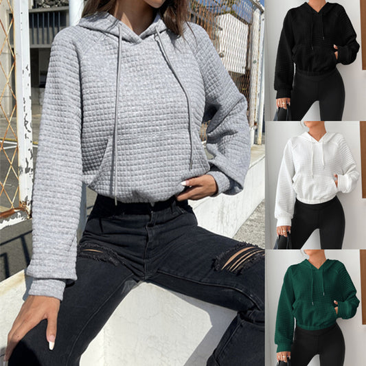 Women's Textured Crop Hoodie Stalluxe