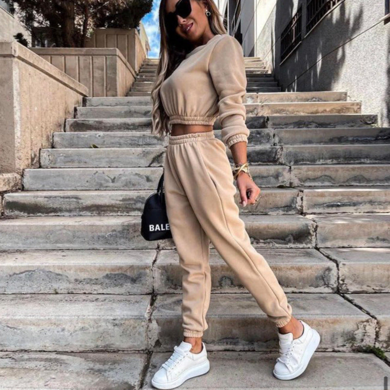 Damen cropped Freizeitanzug mit elastischem Bund und überschnittenen Schultern Stalluxe