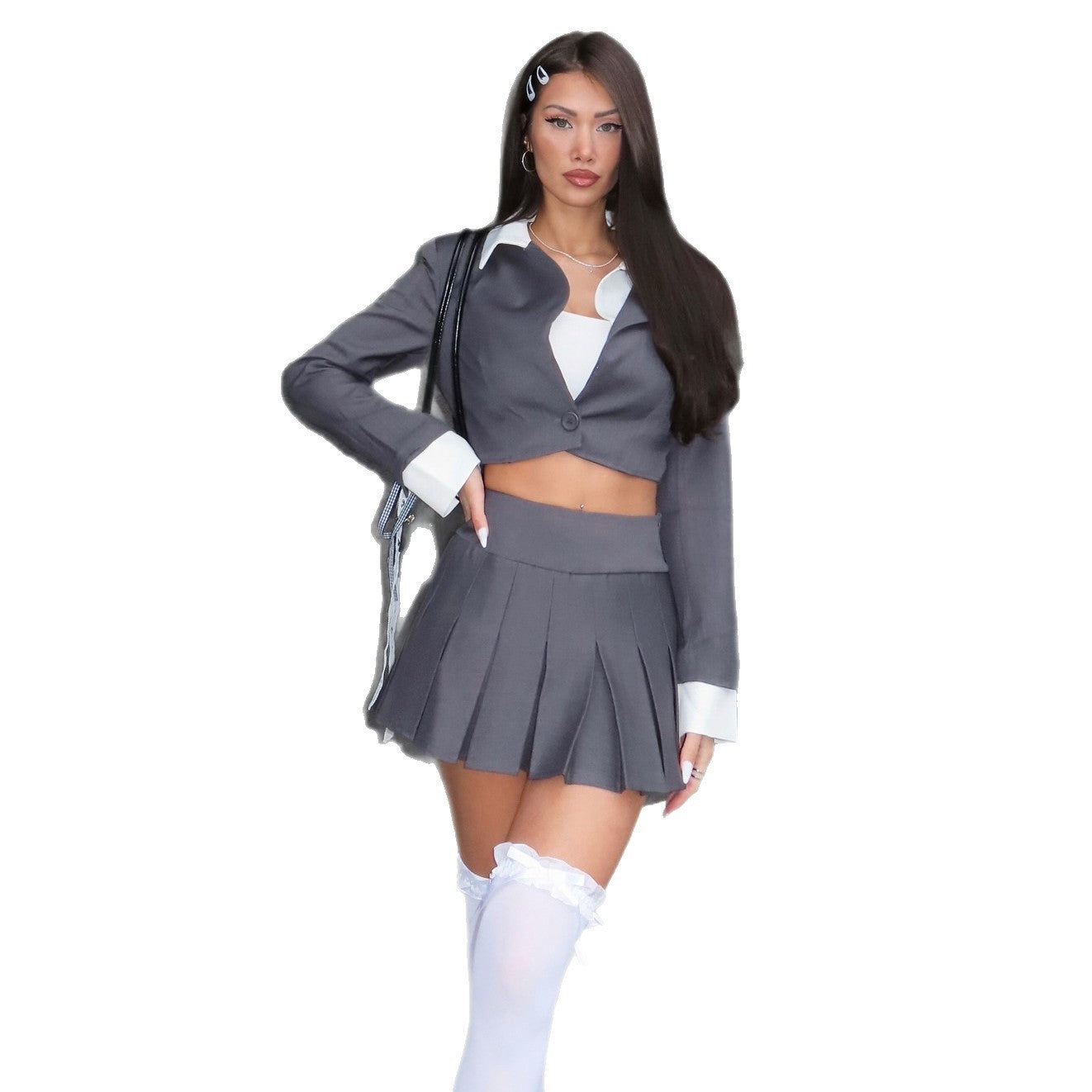 Damen Elegantes Cropped Blazer und Rock-Set Stalluxe