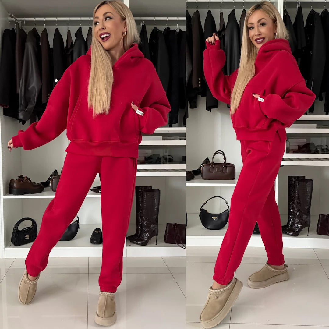 Damen lässiger Hoodie und Jogginghose Set mit elastischem Bund und geräumigen Taschen Stalluxe
