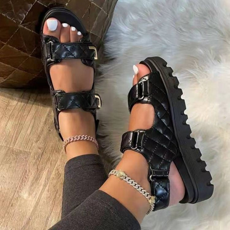 Damen Riemchen-Sandalen mit gepolsterter Sohle und verstellbarem Design Stalluxe