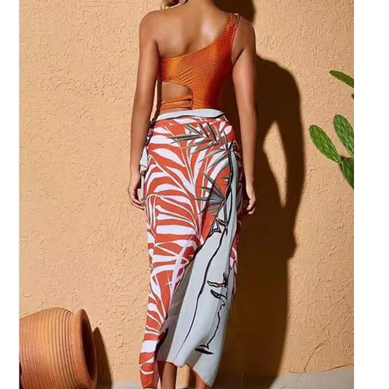 Damen Einteiler Badeanzug mit raffiniertem Cut-Out und elegantem Überrock Stalluxe