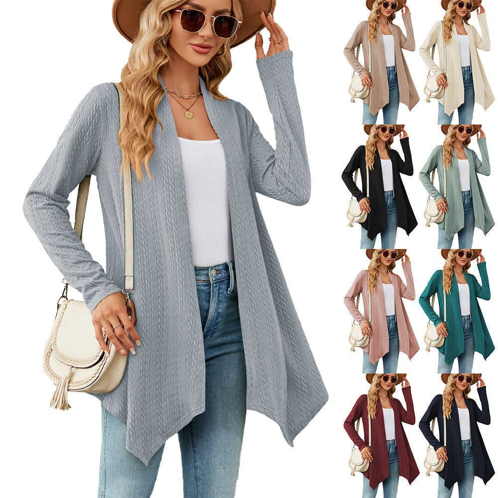 Damen Strickjacke mit strukturiertem Waffelmuster und offener Front Stalluxe