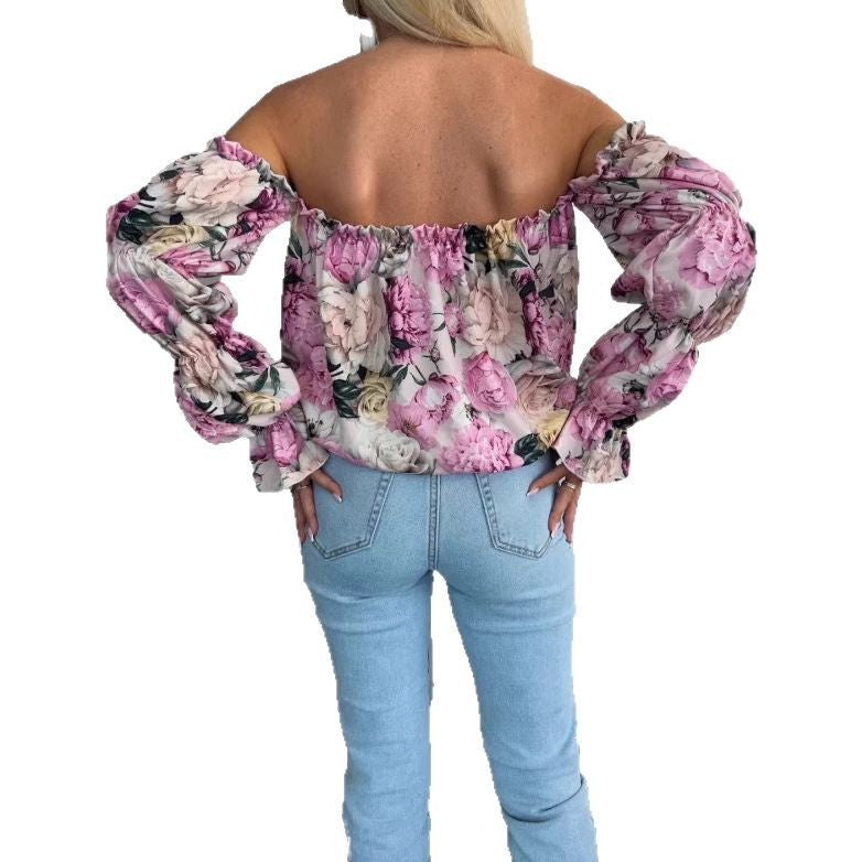 Damen Off-Shoulder Bluse mit voluminösen Ärmeln und floralem Design Stalluxe