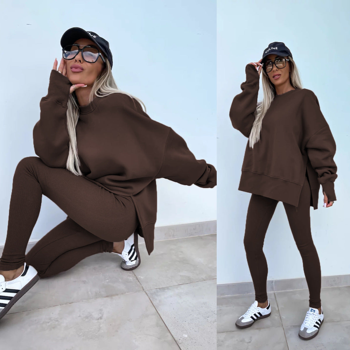 Damen Oversized Sweatshirt mit hoch geschnittenen Leggings Stalluxe