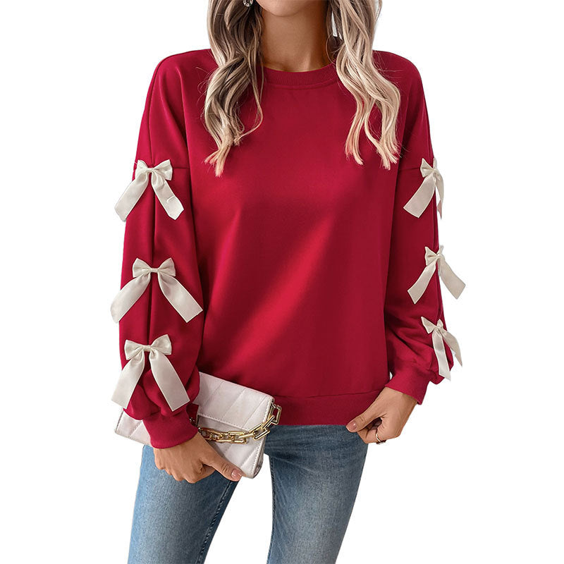 Damen Sweatshirt mit Rüschendetails und Schleifen Stalluxe