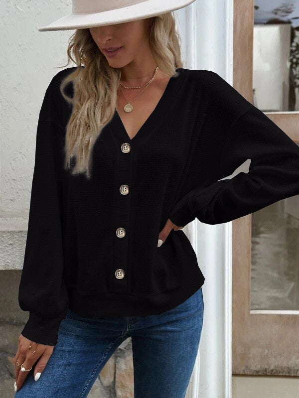 Damen lässige Strickjacke mit Knopfleiste Stalluxe
