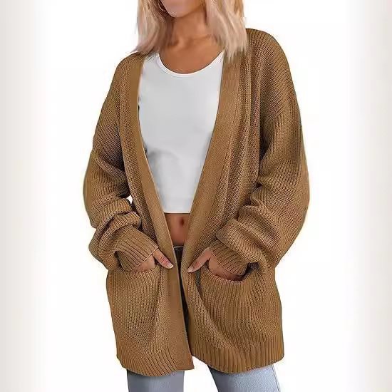 Damen Lässiger Strickcardigan mit oversized Schnitt und praktischen Taschen Stalluxe