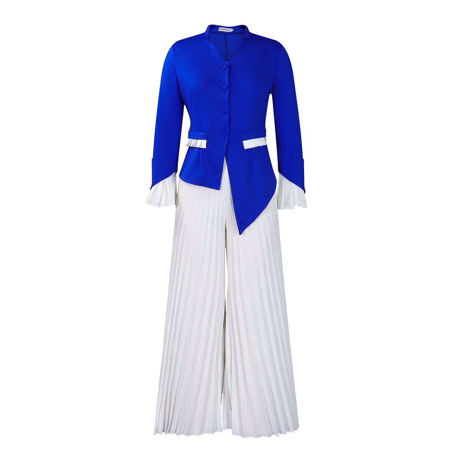 Damen Plissee Jumpsuit mit eleganter Blazerjacke und Raffdetails Stalluxe