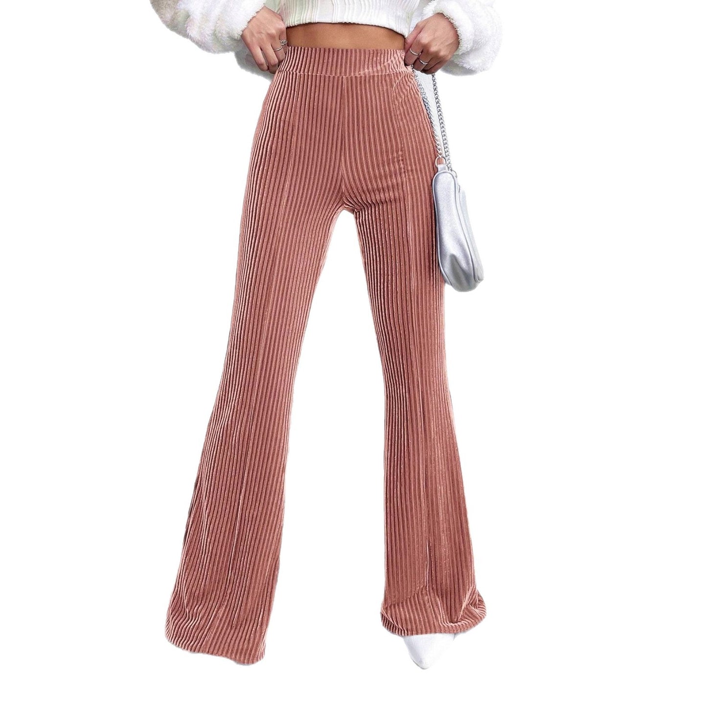 Damen Elegante und bequeme Samthose mit vertikalen Streifen Stalluxe