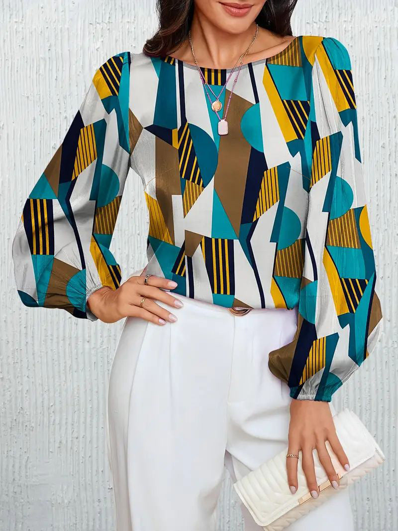 Damen Modische Bluse mit geometrischem Design Stalluxe
