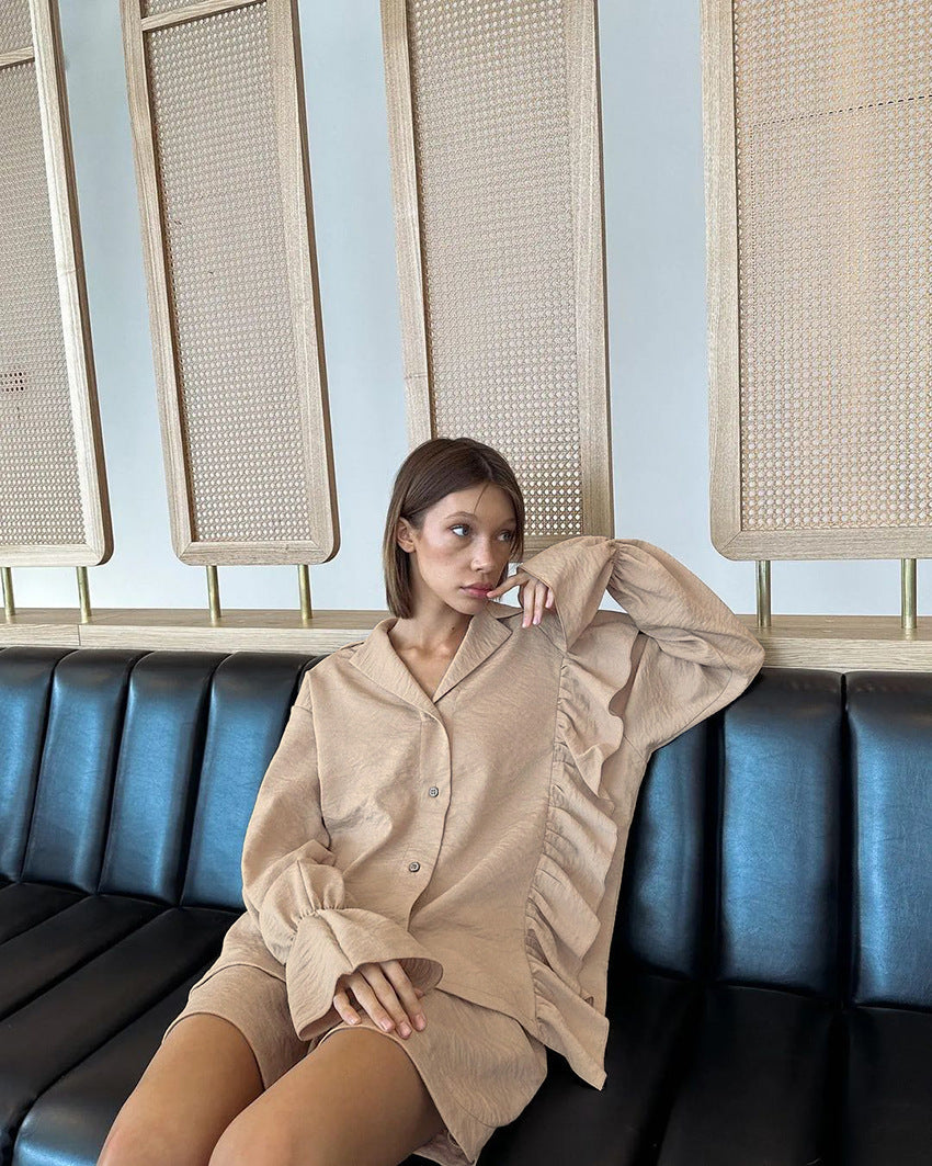 Damen Loungewear Set mit eleganten Rüschendetails Stalluxe