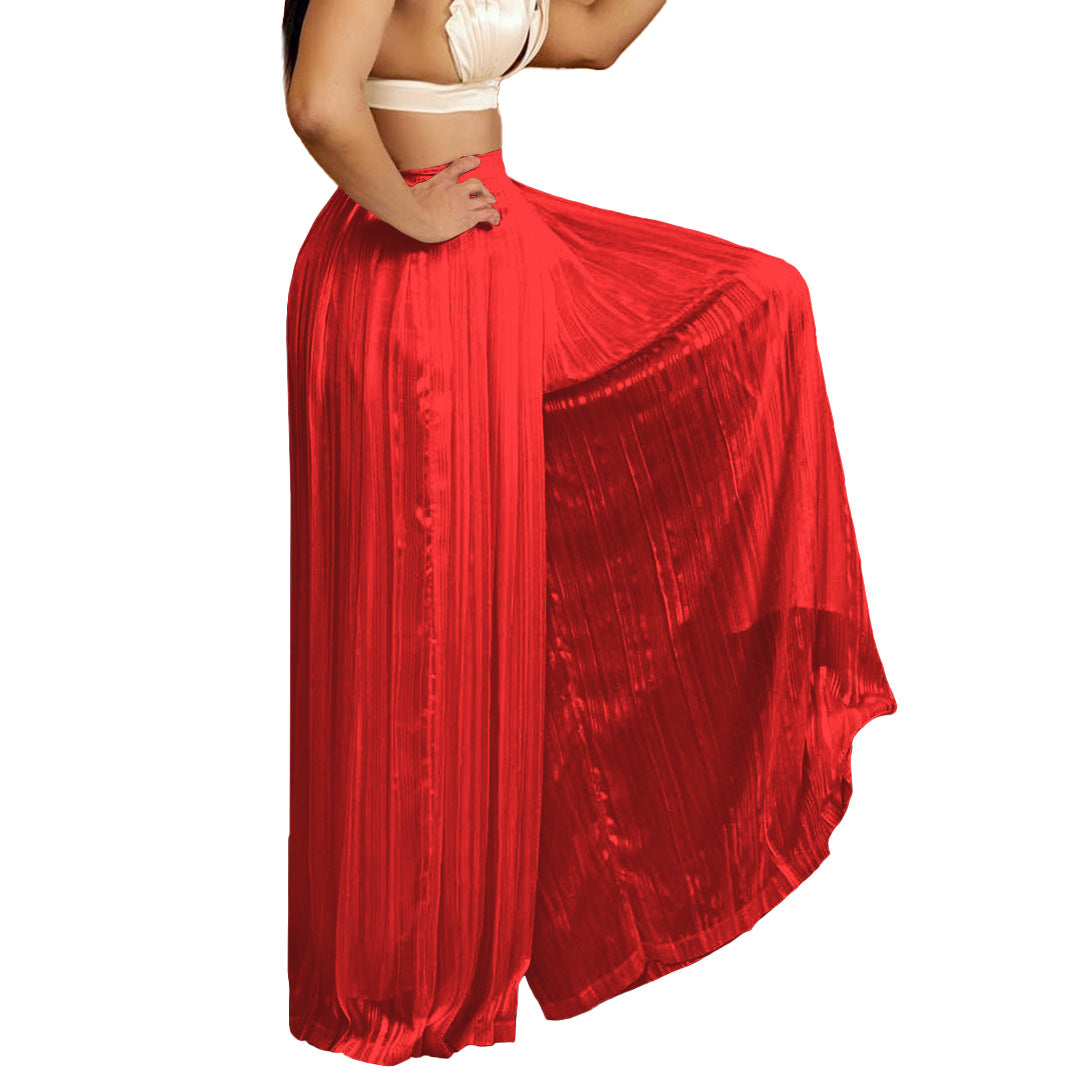 Damen Elegante Plisseehose mit weitem Bein und elastischem Bund Stalluxe
