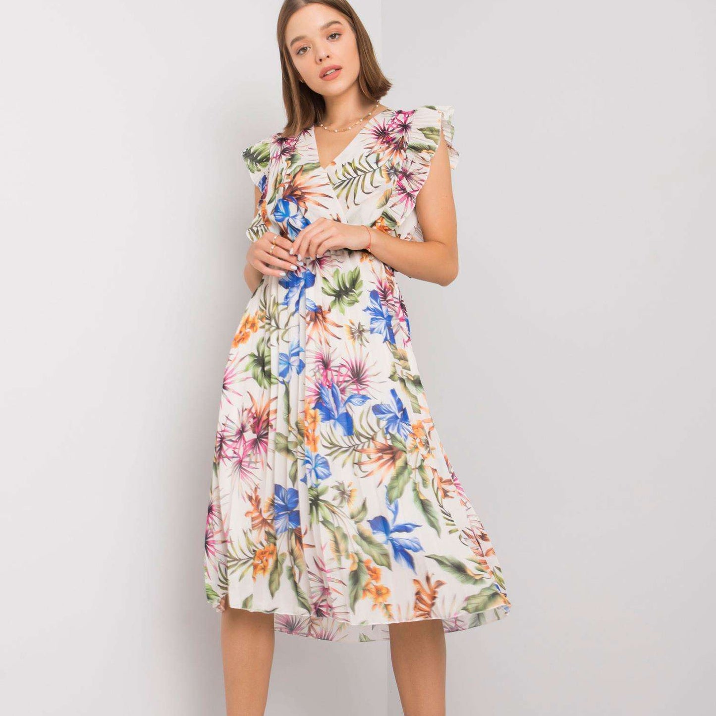Damen Floral maxikleid mit Rüschendetails und Taillengürtel Stalluxe