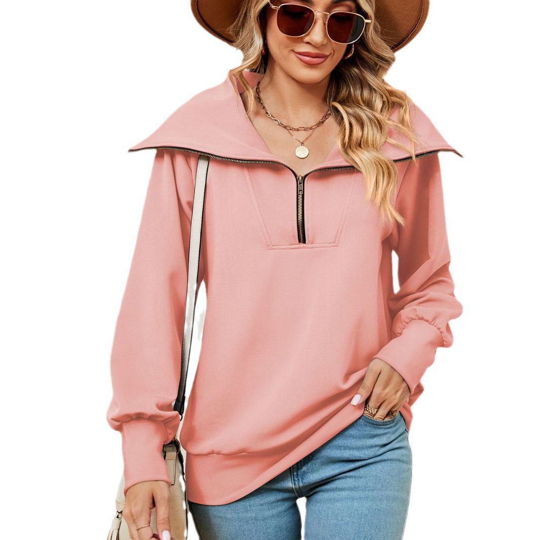 Damen Pullover mit modernem Stehkragen und Reißverschluss Stalluxe