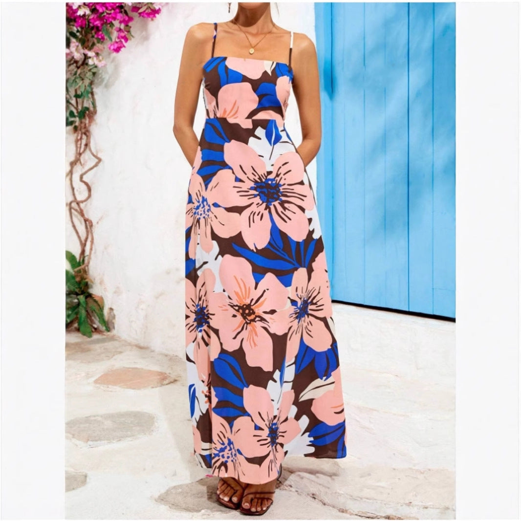Damen Maxikleid mit floralem Musterschnitt und eleganter A-Linie Stalluxe