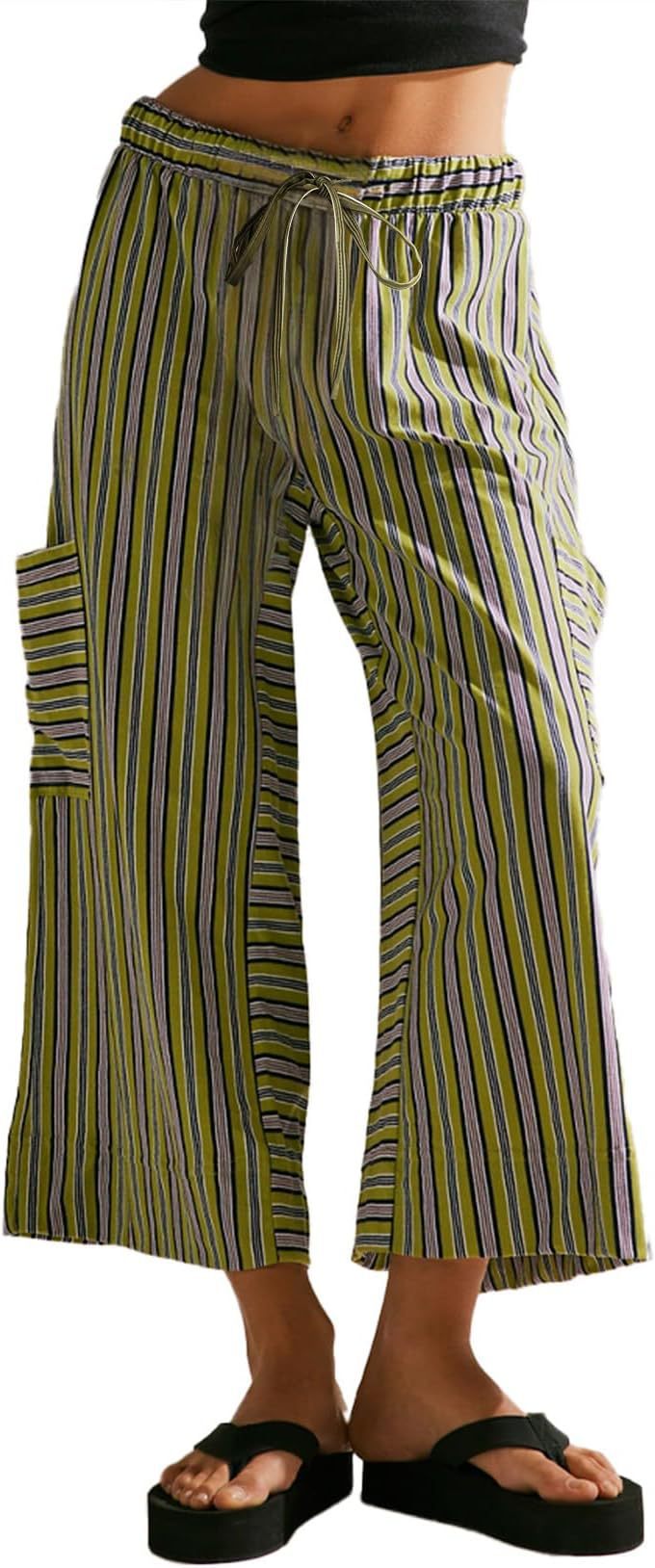 Women's Striped Wide-Leg Trousers Stalluxe