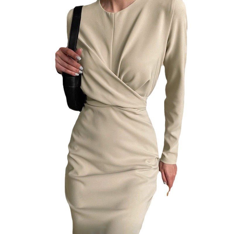 Damen Elegantes Wickelkleid mit Langarm und figurbetontem Schnitt Stalluxe