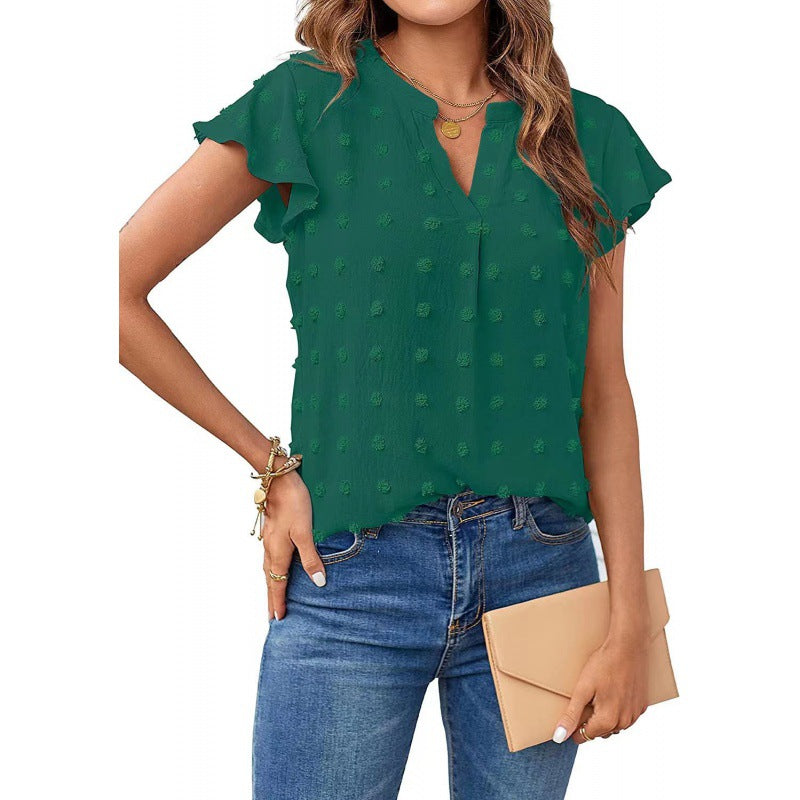 Damen Verspielte Bluse mit Rüschendetails und Strukturmuster Stalluxe
