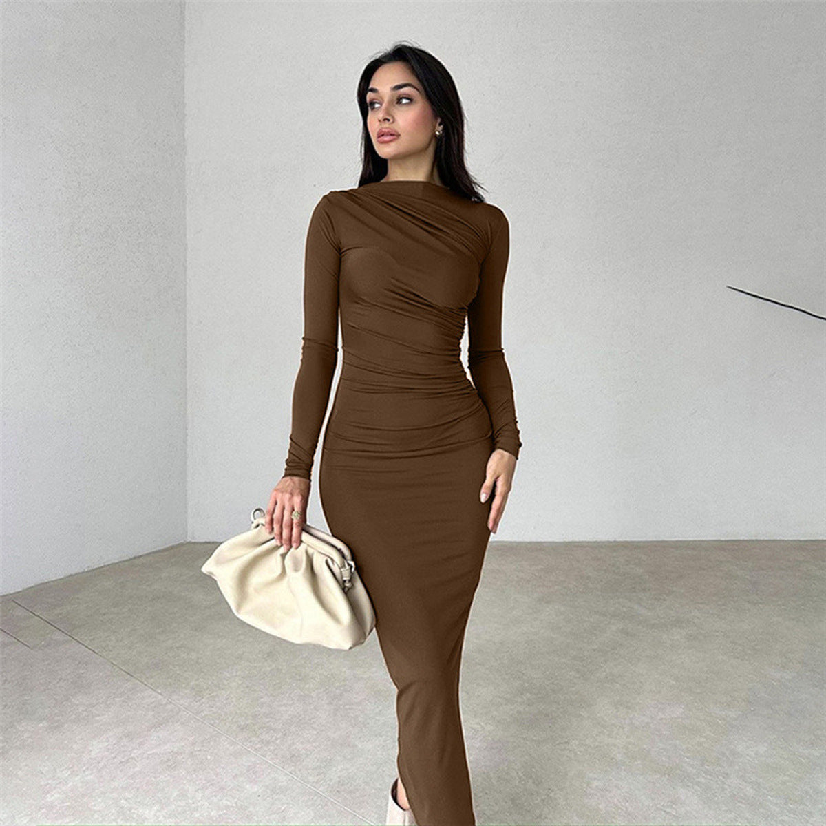 Damen Raffiniertes Langarmkleid mit figurbetonendem Schnitt Stalluxe