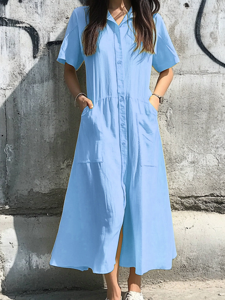 Damen Hemdkleid mit Knopfdetails und praktischen Taschen Stalluxe
