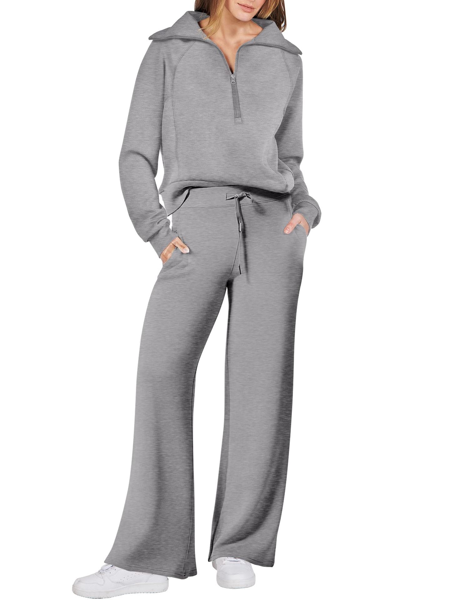 Damen Sportliches Set mit Reißverschluss und weiten Hosen Stalluxe