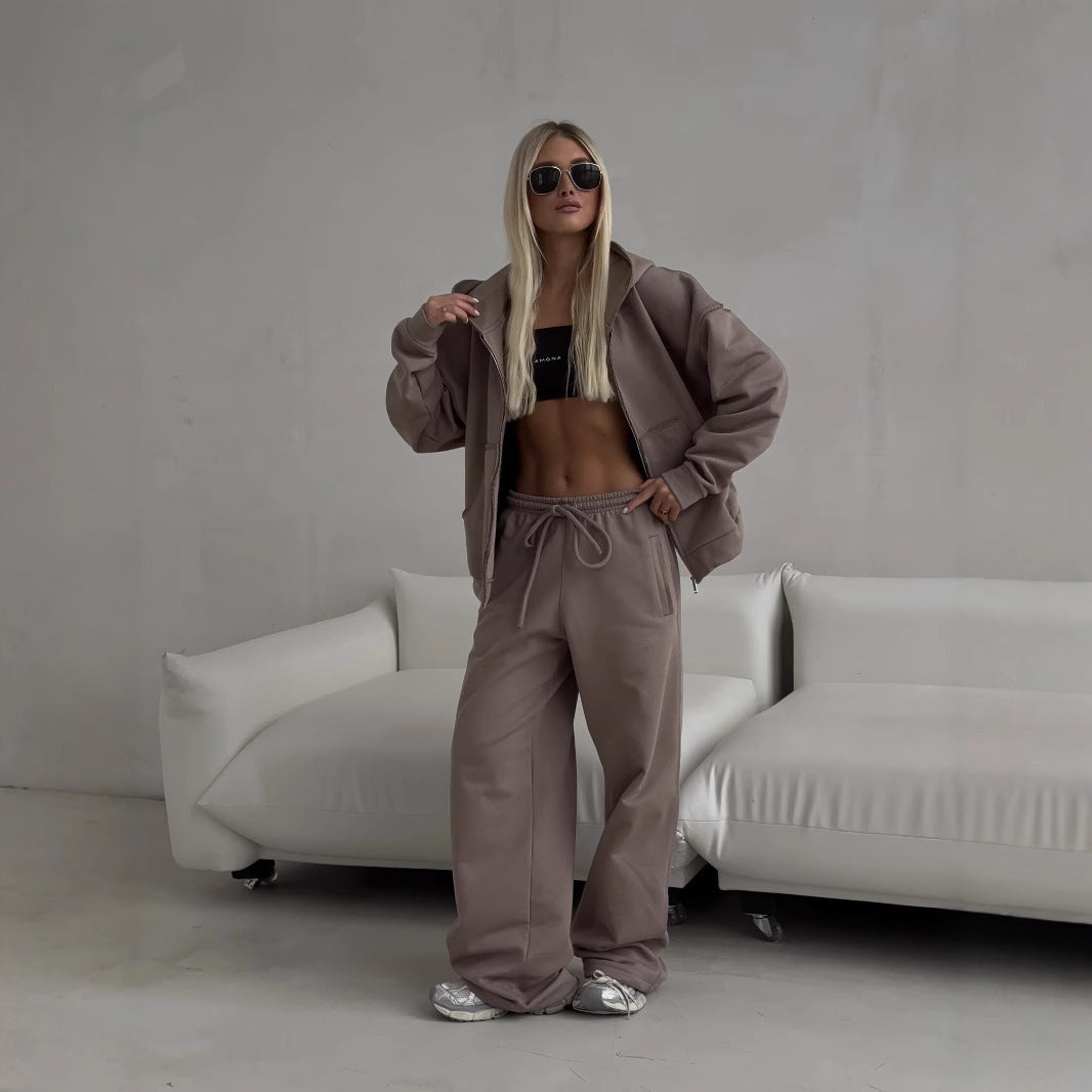 Damen lässiger Oversized Kapuzenpullover und weit geschnittene Jogginghose Set Stalluxe