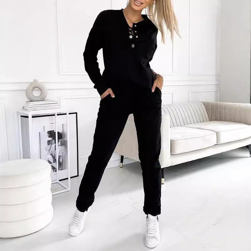 Women's Cozy Button-Up Loungewear Set Stalluxe