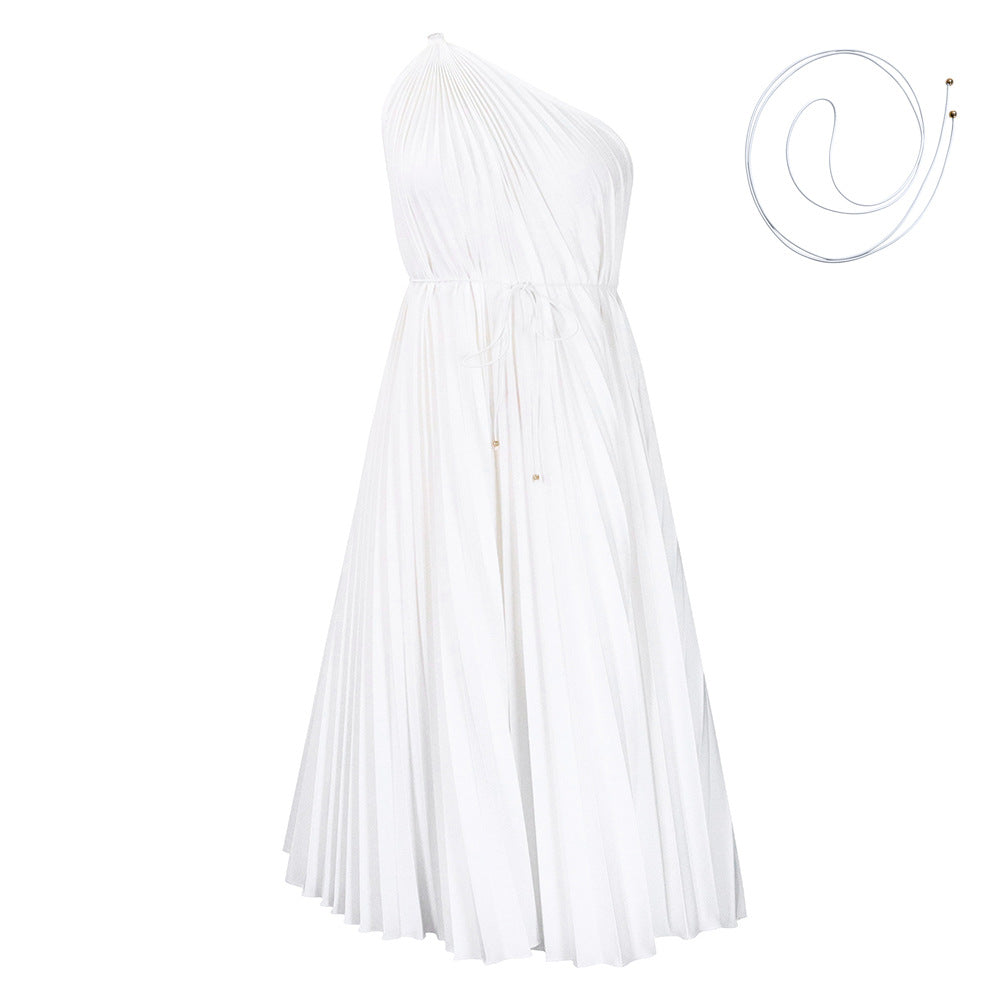 Damen trägerloses Plisseekleid mit raffiniertem Kordelzug Stalluxe