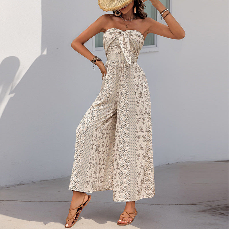 Damen Jumpsuit mit Bandeau-Oberteil und weiten Beinen Stalluxe