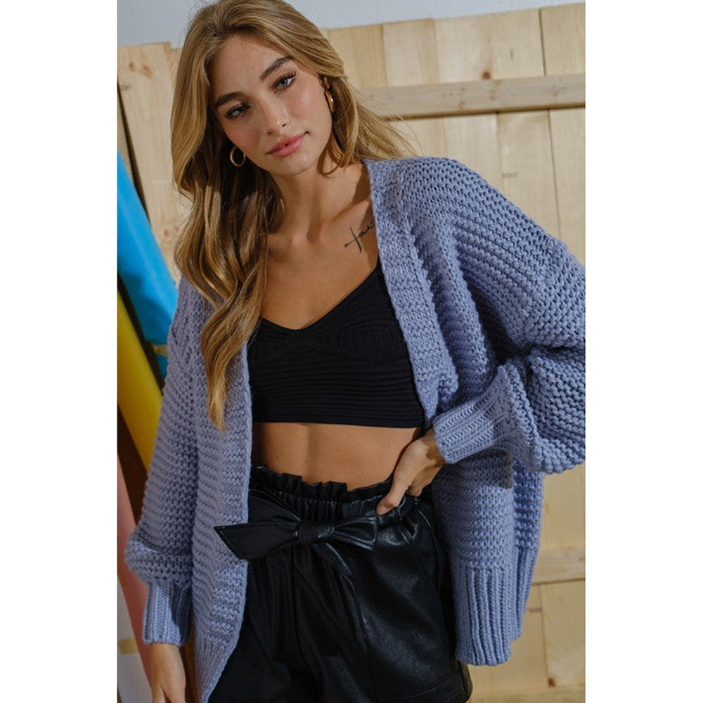 Damen kuschelige Strickjacke mit offenem Frontdesign und trendigem Strukturmuster Stalluxe